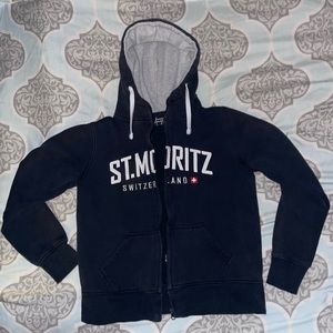 St. Moritz Switzerland Navy Zip Up Sweatshirt